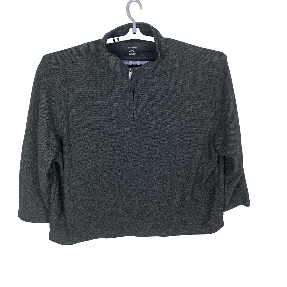 Van‎ Heusen Mens Dark Gray Flex Cozy Quarter Zip Pullover Sweater Size Big 4XL